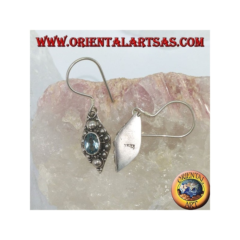 Orecchini d'argento con Topazio blu naturale