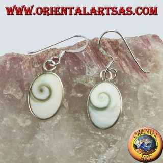 Boucles d'oreilles argent, oeil de Sainte Lucie ovale