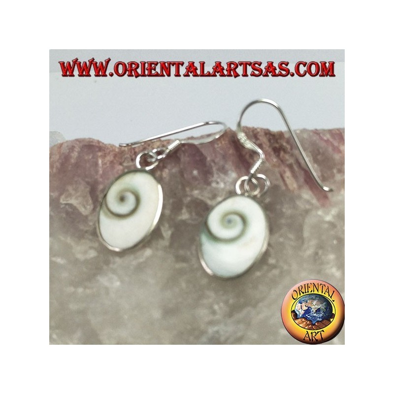 Silver earrings, eye of Saint Lucy oval
