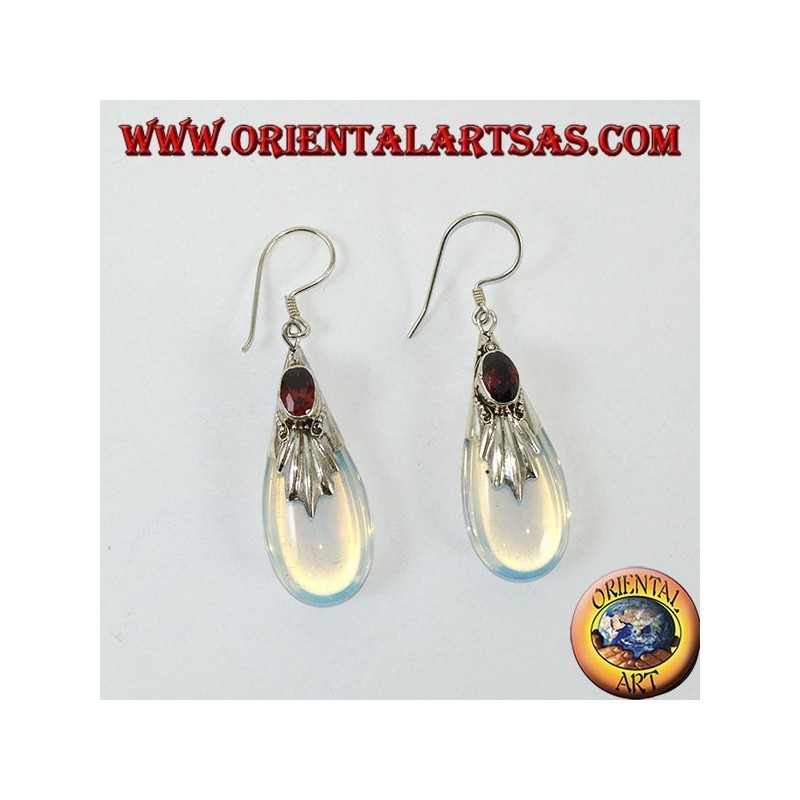 Orecchini d'argento con opale di mare e granato