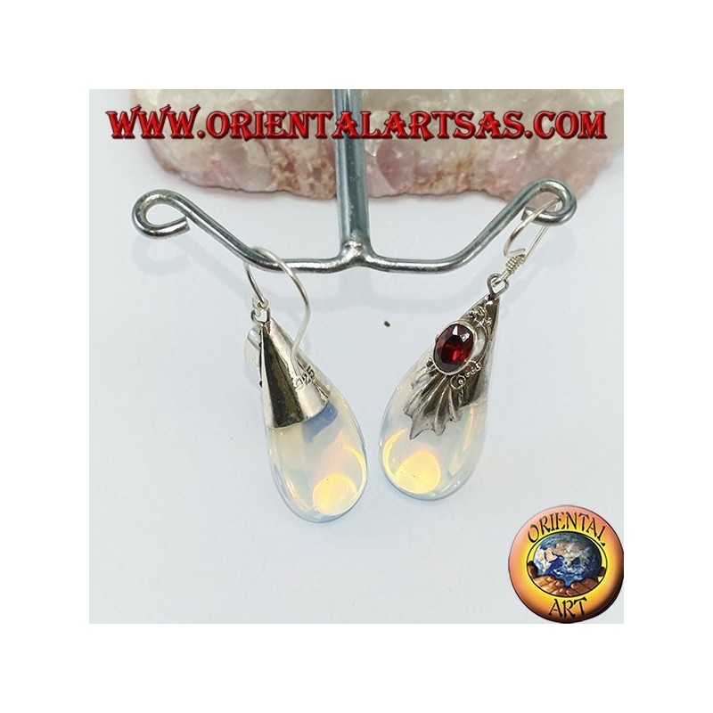 Boucles d'oreilles en argent avec opale de mer et grenat