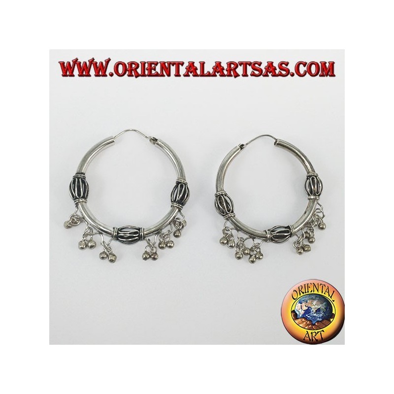 Boucles d'oreilles en argent (cercle) avec pendentifs
