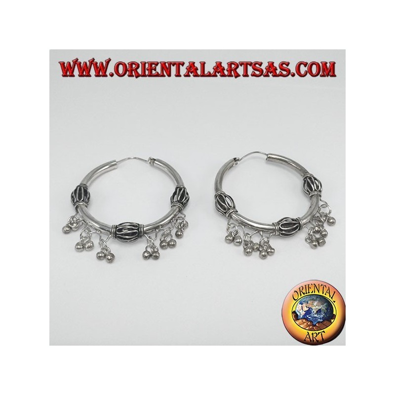 Boucles d'oreilles en argent (cercle) avec pendentifs