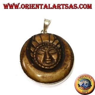 Pendentif en argent avec lune de lune népalaise en os de yak