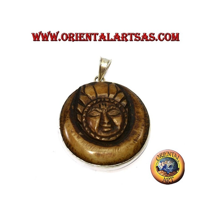 Colgante de plata con luna nepalí luna en hueso de yakl