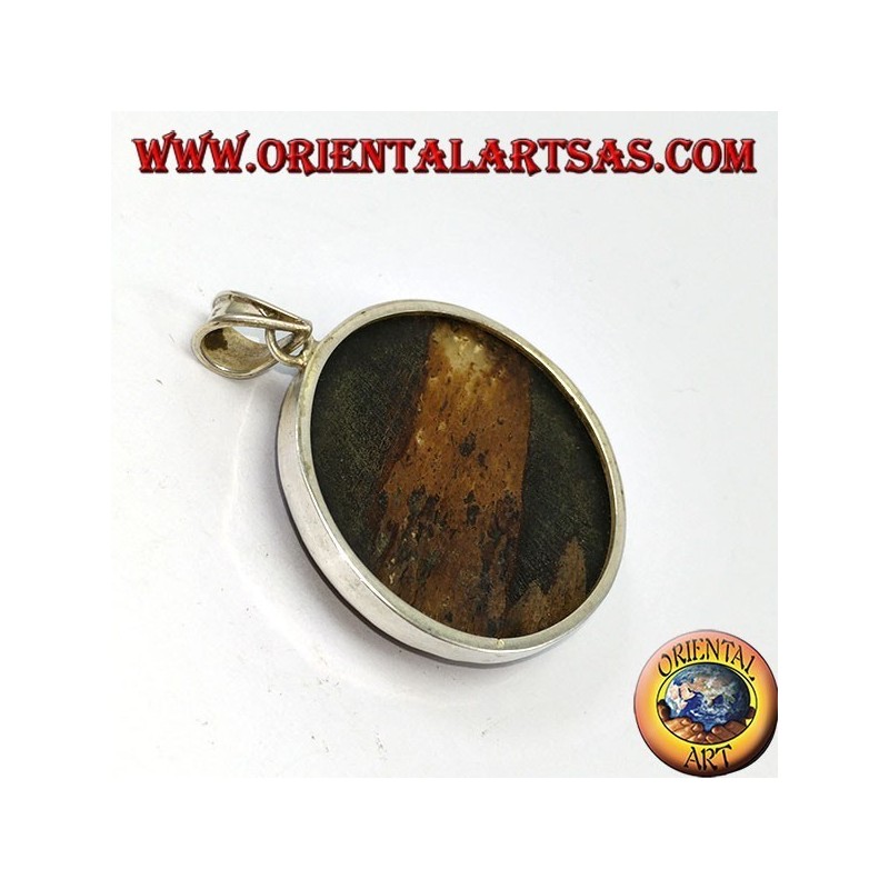 Pendentif en argent avec lune de lune népalaise en os de yak