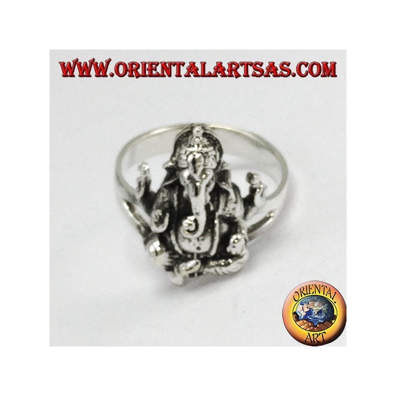Anello d'argento con Ganesh seduto