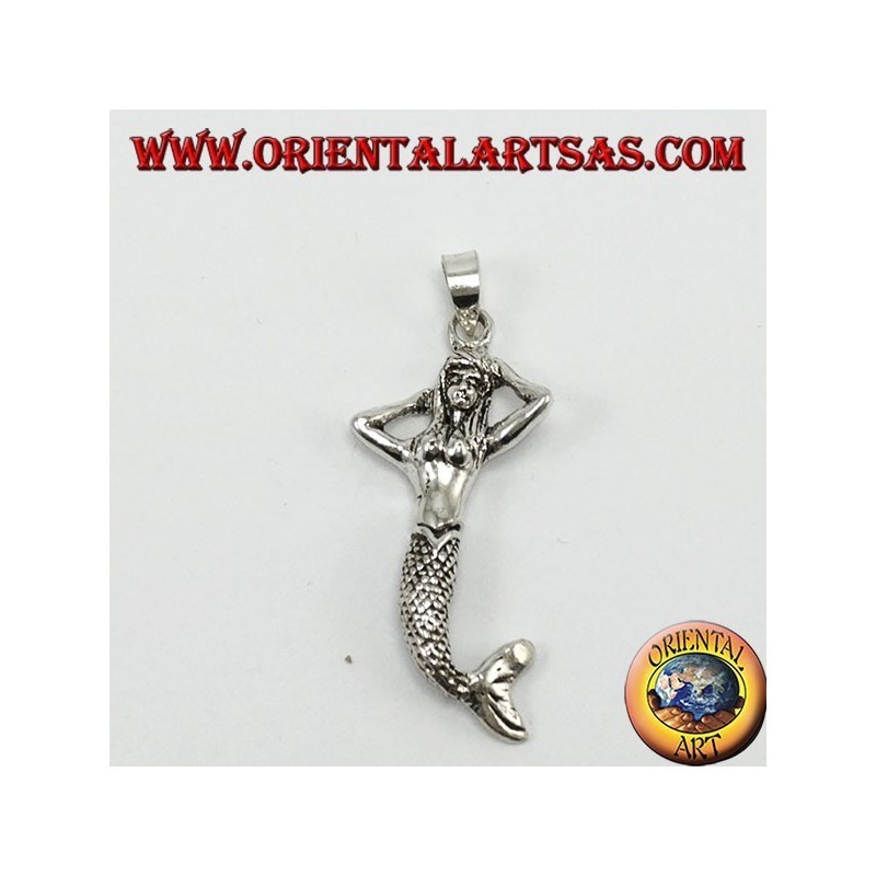Pendentif en argent, sirène mobile
