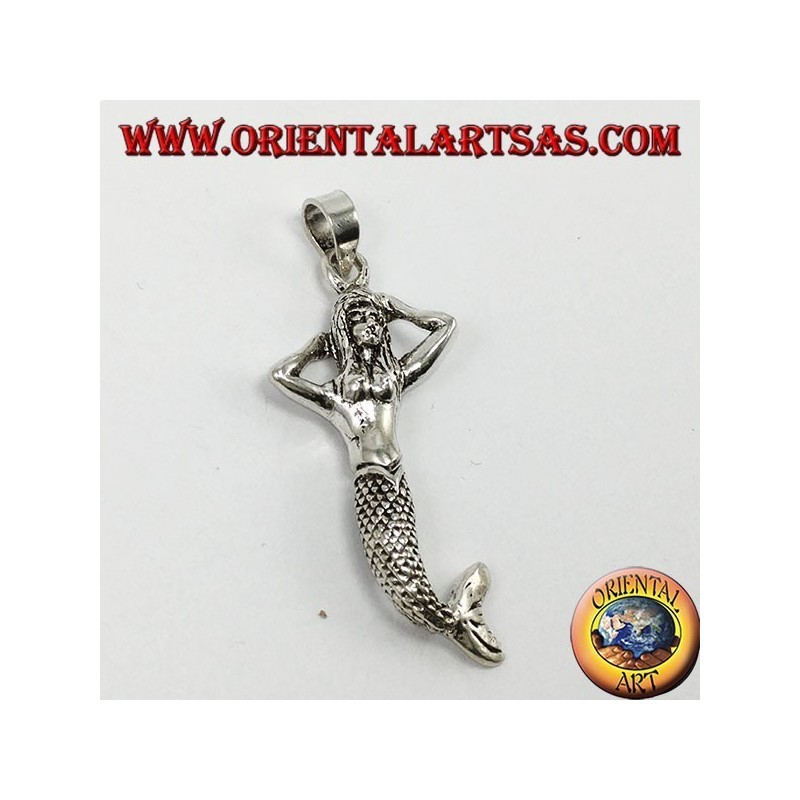 Pendentif en argent, sirène mobile