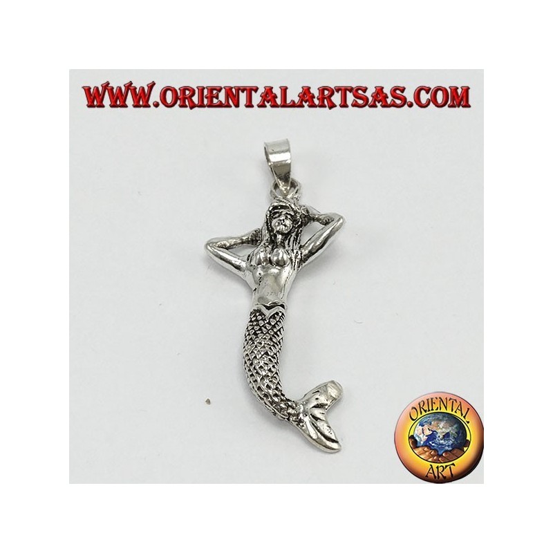 Pendentif en argent, sirène mobile