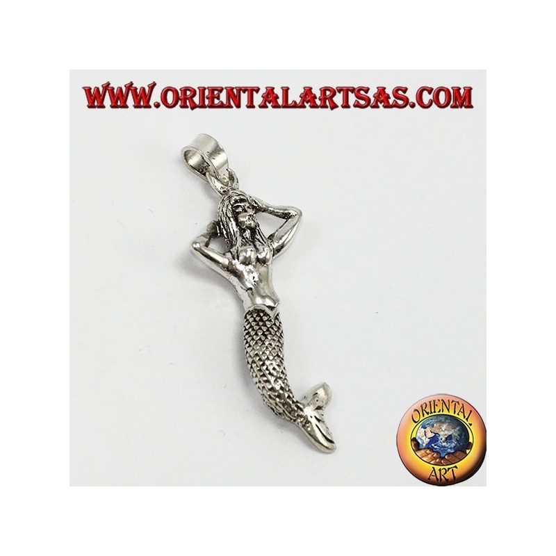 Pendentif en argent, sirène mobile