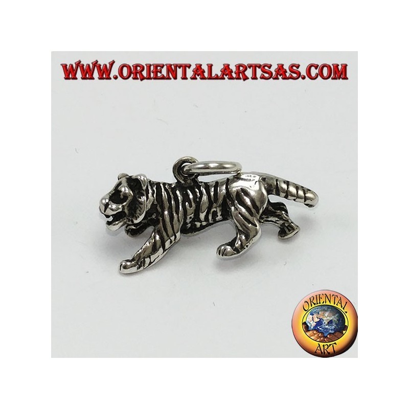Anhänger aus Silber, dreidimensionaler Tiger
