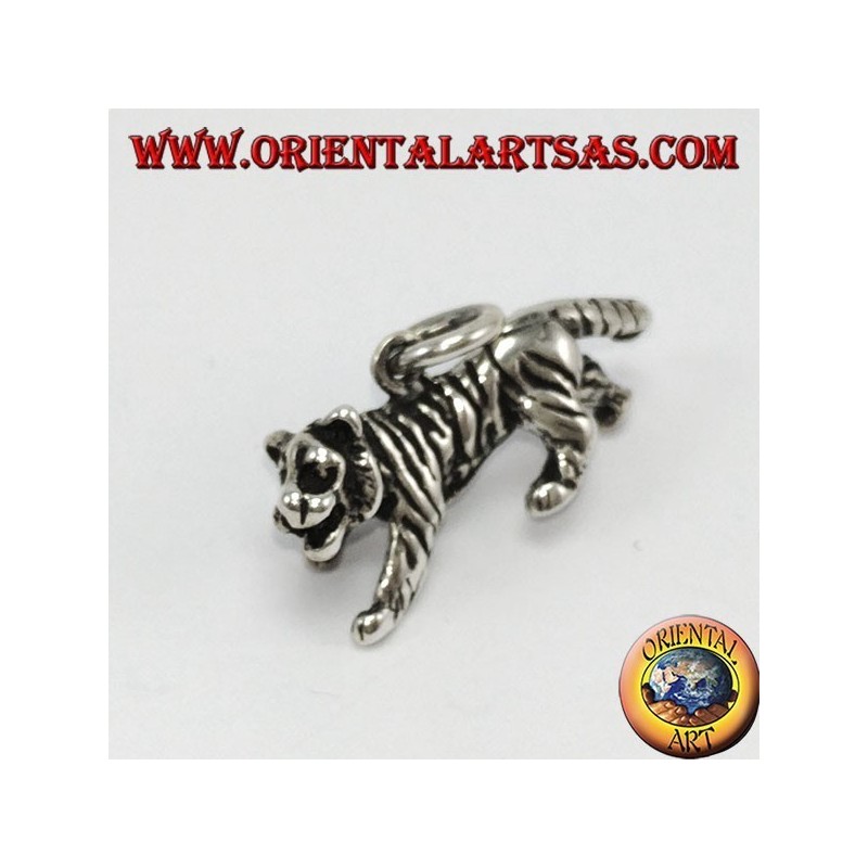 Pendant in silver, three-dimensional tiger