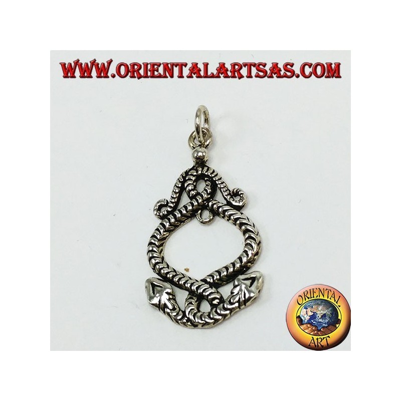 Pendentif en argent, deux serpents torsadés