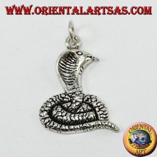 Silver pendant, cobra coming out of the tongue