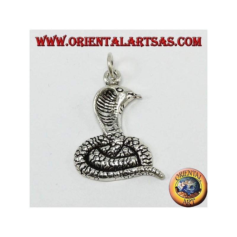 Pendentif en argent, cobra sortant de la langue