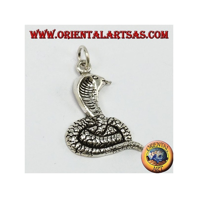 Silver pendant, cobra coming out of the tongue