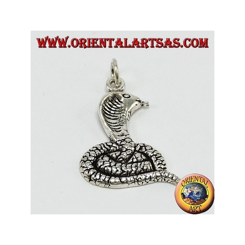 Pendentif en argent, cobra sortant de la langue