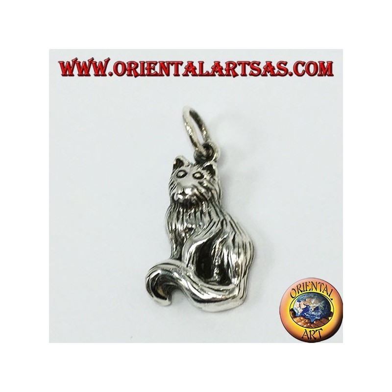 Pendentif en argent, chat persan
