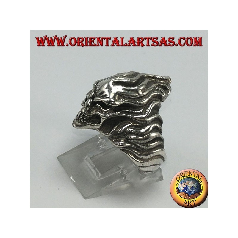 Bague en argent, crâne super rapide