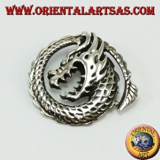 Handgefertigter Anhänger aus 925er Sterlingsilber mit einem Spiral-Drachen, Symbol für Lebensenergie.