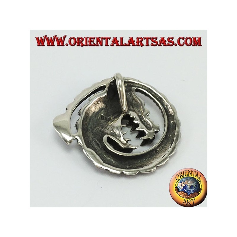 Silver spiral dragon pendant,