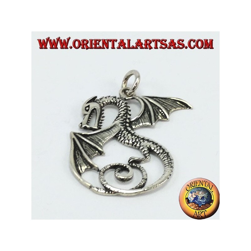 Colgante de plata, dragón con alas (grande)