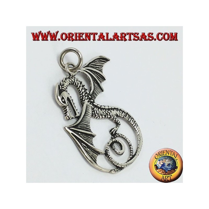 Colgante de plata, dragón con alas (grande)