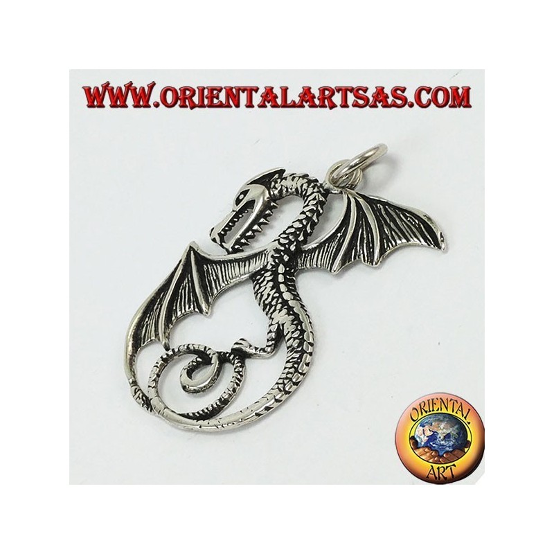 Colgante de plata, dragón con alas (grande)