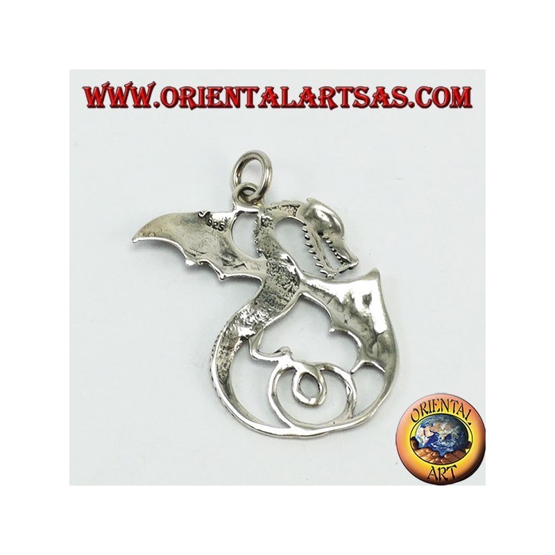 Silver pendant, dragon with wings (big)