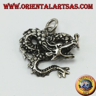 Silver pendant, twisted dragon
