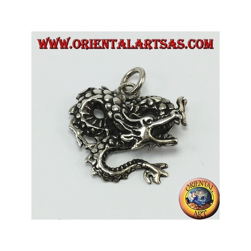 Pendentif en argent, dragon torsadé
