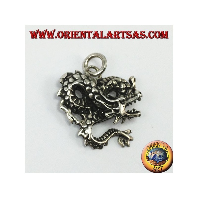 Silver pendant, twisted dragon