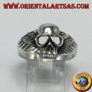 Silberring, Totenkopf mit Bikerflügeln