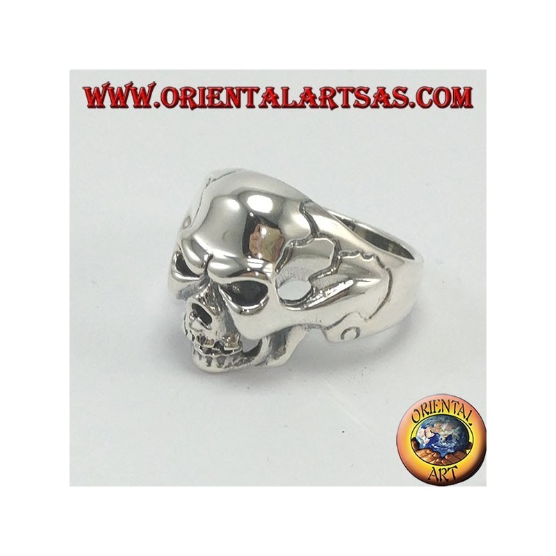 Anello in argento, teschio duro