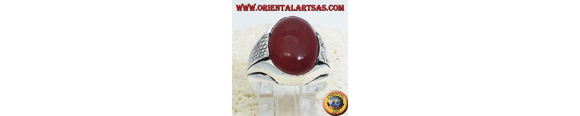 Rings in solid 925 ‰ silver with male and female Carnelian