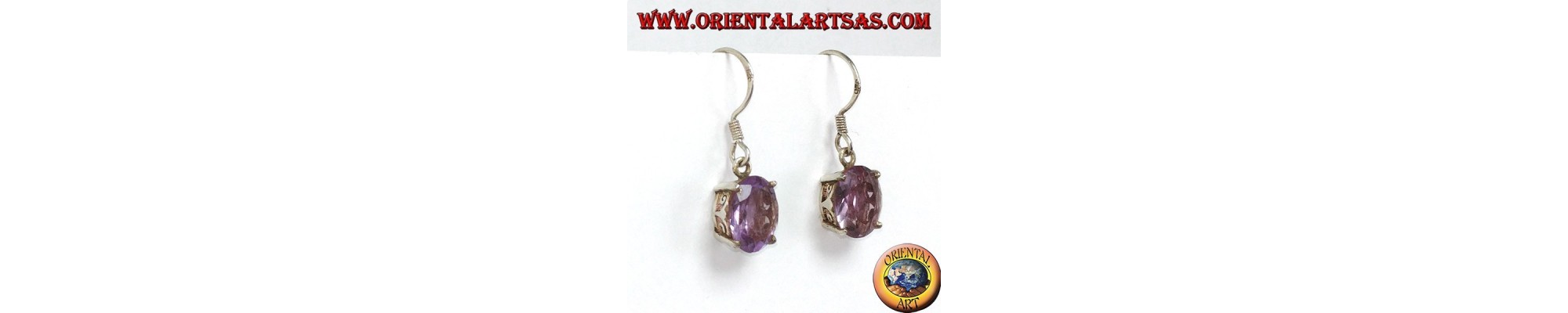 Silberohrringe mit natürlichem lila Amethyst | Handgefertigt