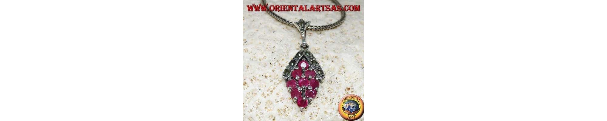 P. with rubies, emeralds and sapphire