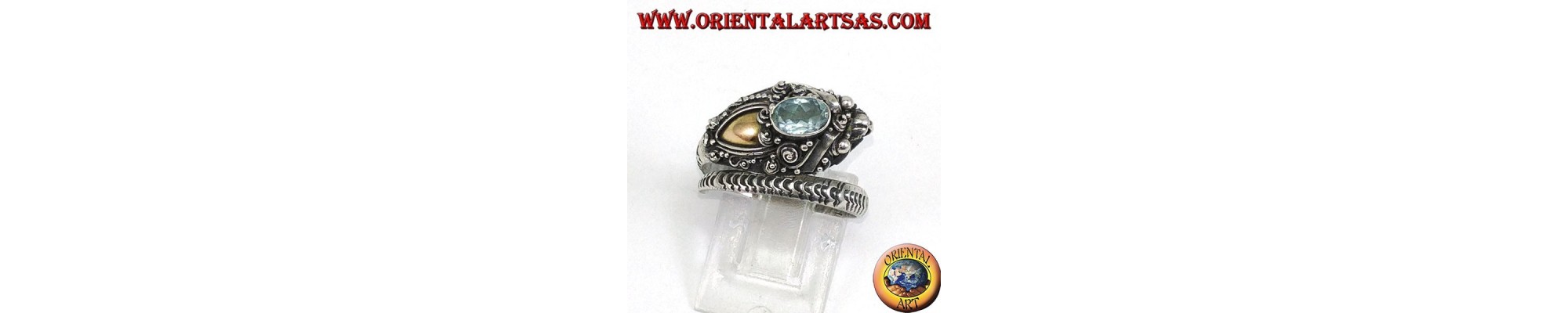 Silberringe 925 mit Blau-, Gelb-, Rauchtopas und Bergkristall