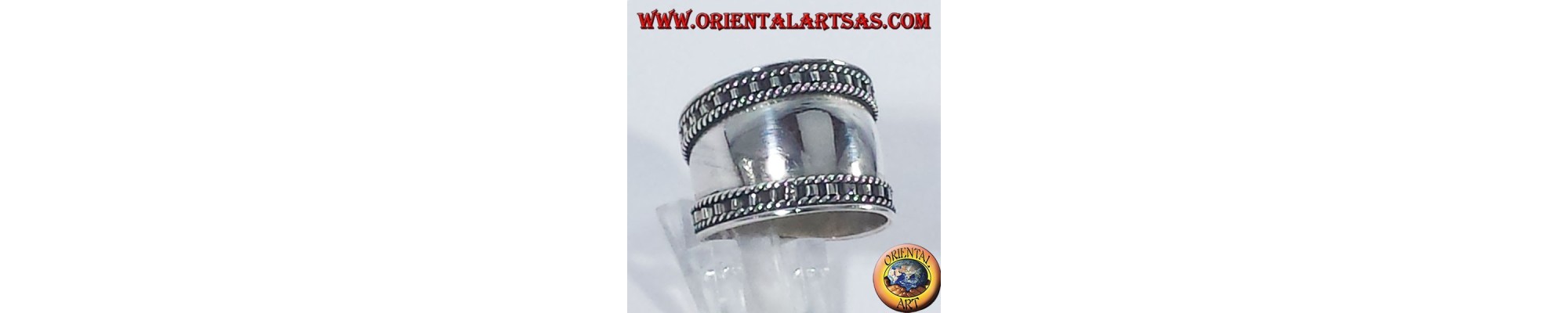 Anillos en bandas de plata 925 ‰ trabajadas con altura constante o creciente